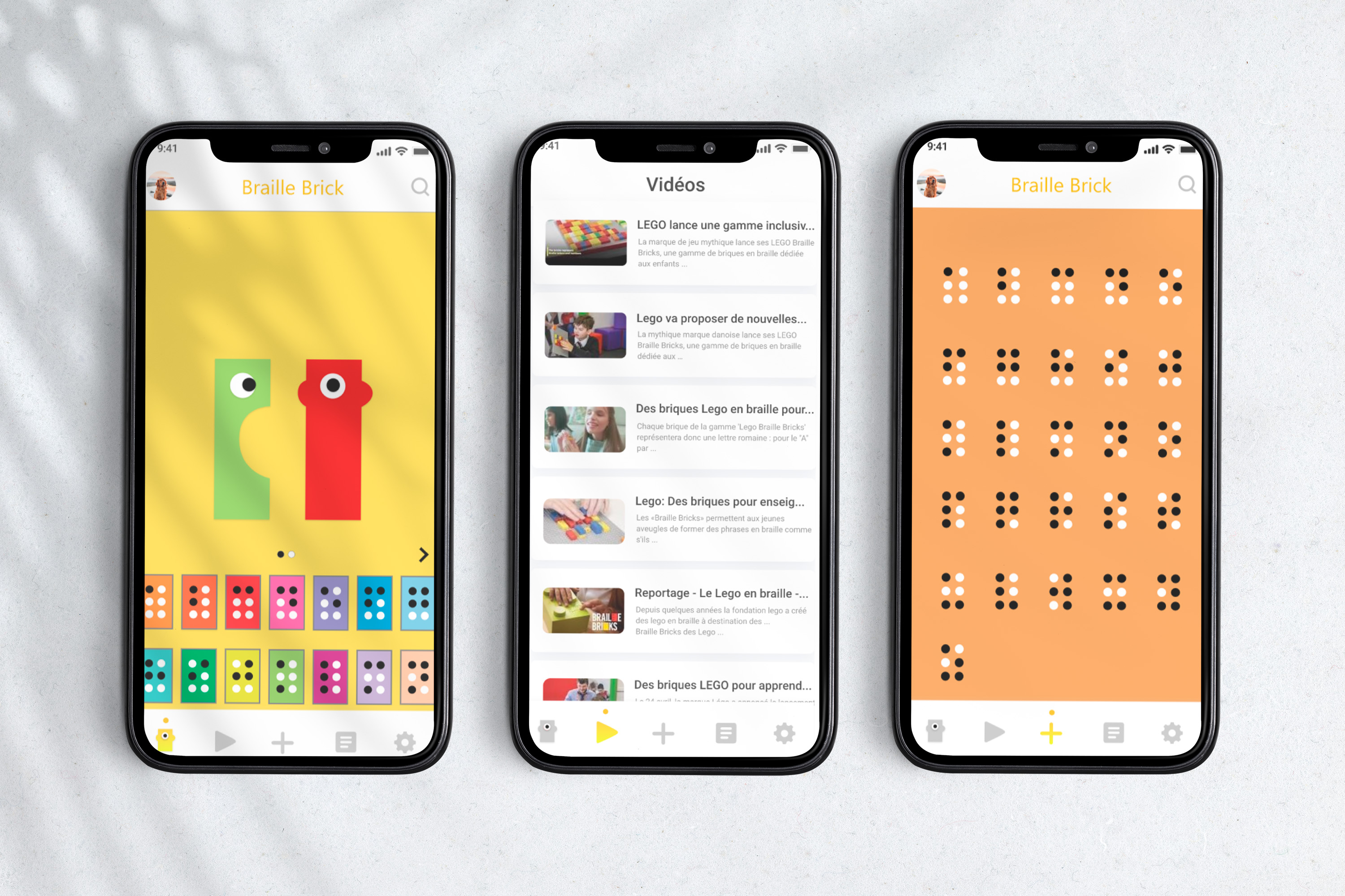 mockup braille bricks appli
